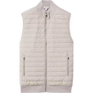 REISS PLUTO Hybrid Quilt And Knit Zip Through Gilet